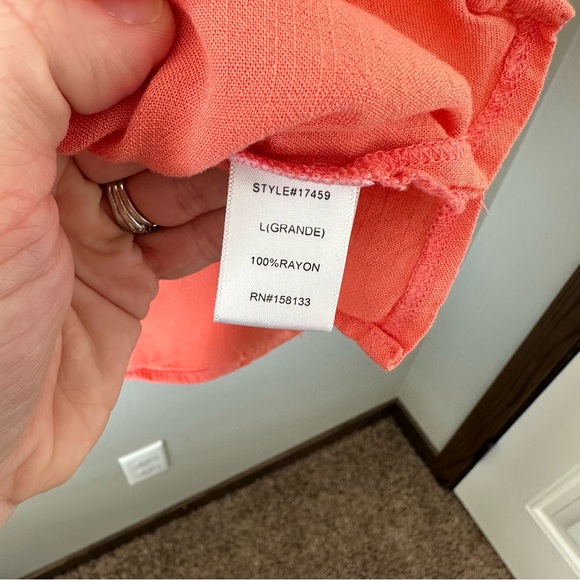 Staccato Tank Top Pink/Orange/Peach Button Detail Dressy Size Large - Picture 8 of 13